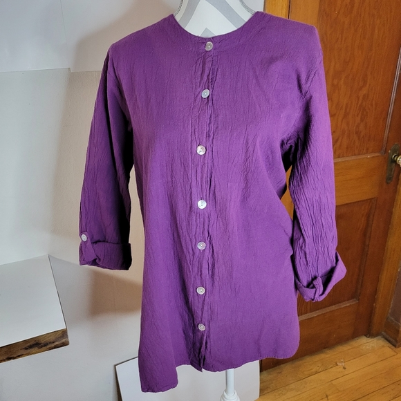 Womans Chicos Design Purple Tunic Button Front Size 1 100% cotton - Picture 2 of 9